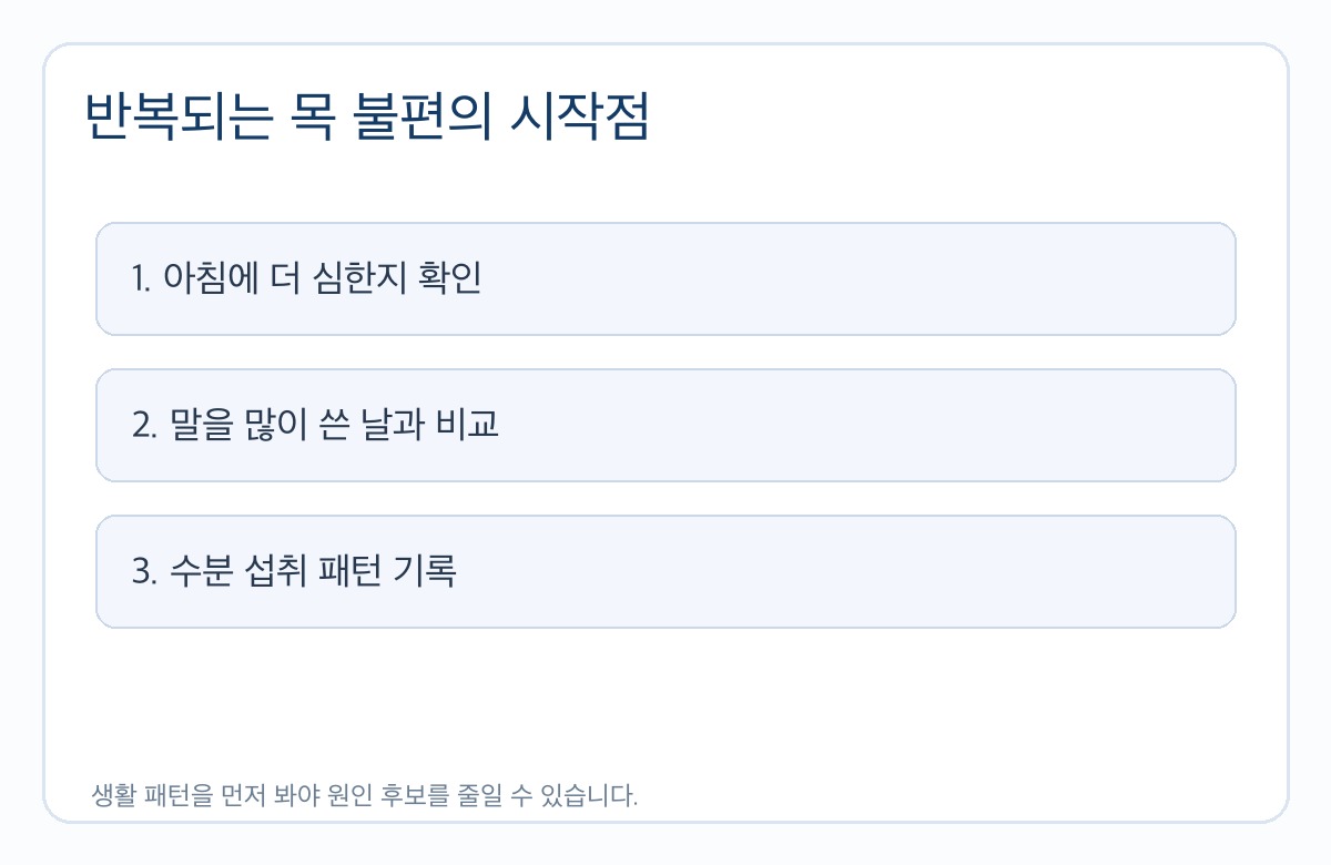 목이 칼칼하고 쉰목소리 주요 생활 패턴